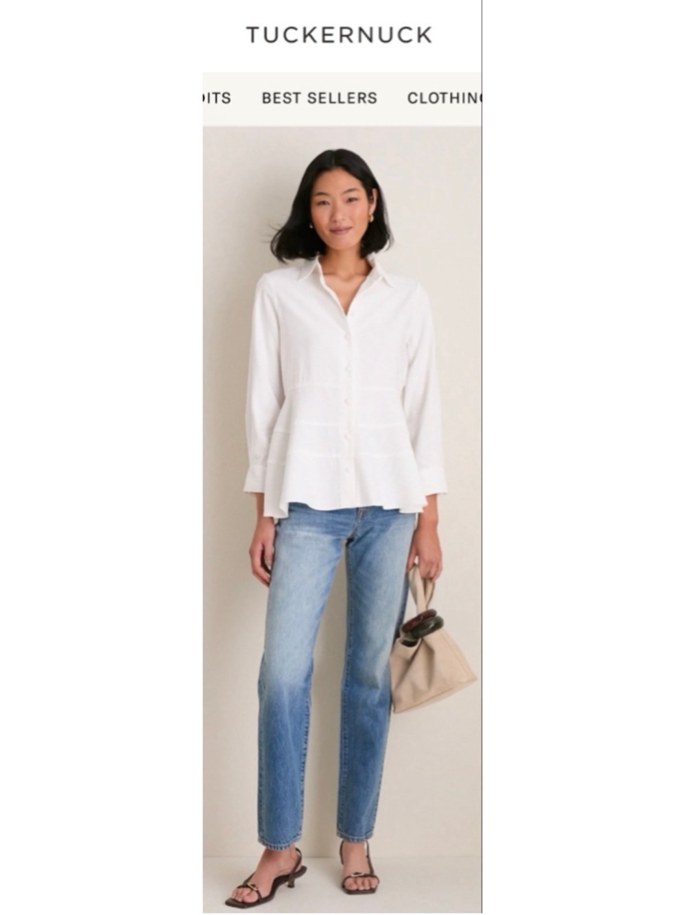NWT Tuckernuck POMANDER PLACE White Ashlen Blouse M 19in P to P - Picture 2 of 7